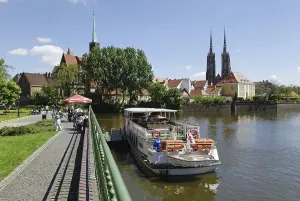 Eastern European Religious Landmarks Impressions: Excursion boat on the River Oder