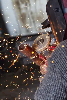 Factory Production Process Impressions: Processing root weld with a cutting machine