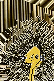 Computer Motherboard Impressions: Processor mainboard circuit board background close up