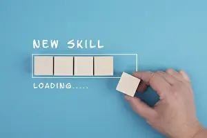 Education Concept Impressions: Progress bar with the words new skill loading