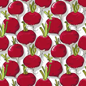 Editable Vector Template Impressions: Radishes repeating pattern, editable vector template