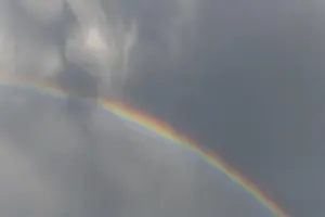 Rainbow In Rain Clouds Impressions: Rainbow appears in rain clouds in spring