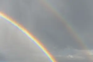 Rainbow In Rain Clouds Impressions: Rainbow appears in rain clouds in spring