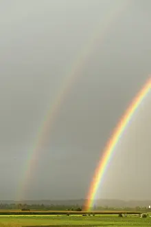 Upper Bavaria Weather Impressions: Rainbow over fields, Geretsried