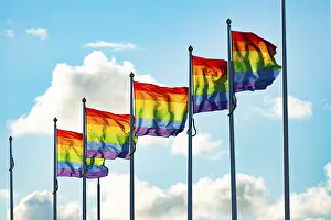 LGBTQ Rights Impressions: Five rainbow flags in a row