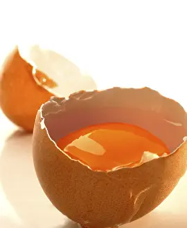 Studio Food Photography Ideas Impressions: Raw egg, broken open, shell