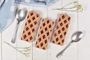 Austrian Pastry Impressions: Rectangular slices of pie called Linzer Torte