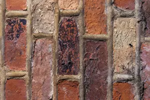Deserted Red Brick Structure Impressions: Red bricks pattern background of a wall