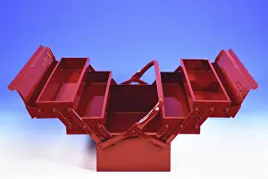 German Studio Photography Impressions: A red toolbox with tools, empty