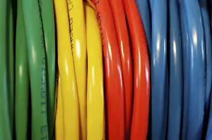Coloured Network Cables Impressions: Rolled coloured network cables for computer