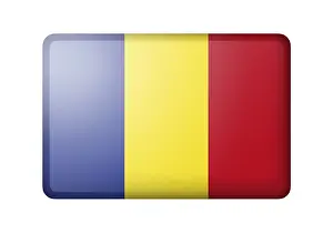 European Flag Design Impressions: The Romania flag. Rectangular matte icon