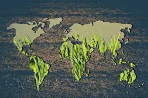 Geographic Outline Map Impressions: Roughly outlined world map with white background