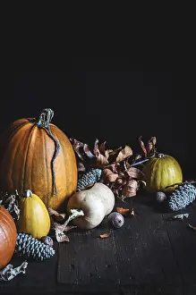 Decorative Pumpkin Display Impressions: A rustic display of assorted pumpkins in warm tones