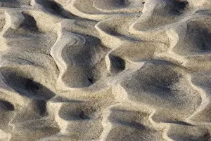 Deserted Sandy Ocean Beaches Impressions: Sand structures, created by waves and wind