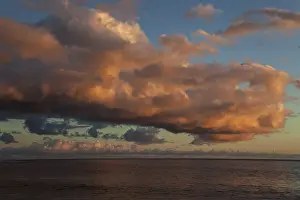 Deserted Beach Scenes Impressions: Sea and dramatic cloud atmosphere