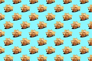 Deserted Beach Wallpaper Impressions: Seashells on blue, background, seamless pattern