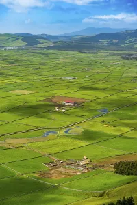 Azores Portugal Landscape Impressions: Serra do Cume Viewpoint overlooking the patchwork