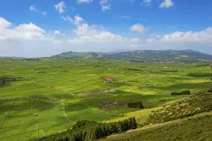 Azores Portugal Landscape Impressions: Serra do Cume Viewpoint overlooking the patchwork