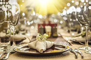 Elegant Table Setting Impressions: Serving of restaurant table close up