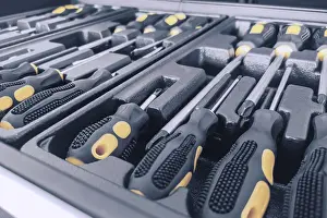 Repair Tools Impressions: Set of Screwdrivers inside Toolbox