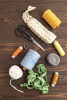 Thimbles For Sewing Impressions: Sewing accessories: scissors, thread