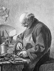 Handicraft Germany Impressions: Shoemaker in his workshop, 1880
