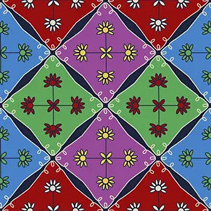 Full Frame Flower Pattern Impressions: Simple geometric vector seamless pattern with flowers