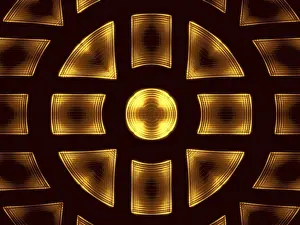 Abstract Computer Generated Image Impressions: Simple golden tech or esoteric background - abstract computer-generated image