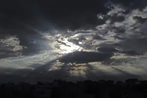 Cloudy Sky Impressions: Sky with clouds and rays of sunshine