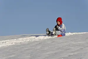 Snow Capped Mountain Impressions: Sledding