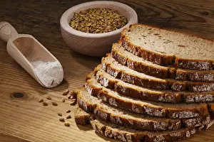Balanced Diet Meals Impressions: Several slices of dark bread lying next to each other