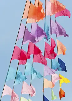 Deserted Landscape Photos Impressions: Many small triangular colorful flags