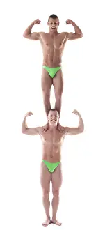 Elegance In Motion Impressions: Two smiling force acrobat posing in studio
