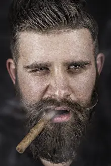 Bearded Man Impressions: A solid man with a beard and mustache