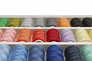 Colourful Studio Background Impressions: Spools of thread in various colours