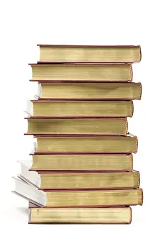 Deserted Book Pile Impressions: Stack of books isolated on a white background