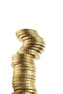 Euro Coin Stack Impressions: A stack of coins