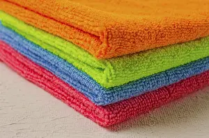 Household Items Impressions: A stack of colored cloth, microfiber