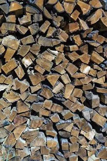 Deserted Wood Stack Impressions: Stack of firewood, background Austria