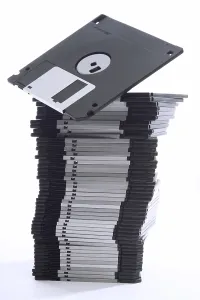 Data Handling Techniques Impressions: A stack of floppy disks