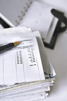 Business Finance Impressions: Stack of letters, bank statement