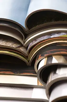 Deserted Library Interior Impressions: Stack of magazines, poland
