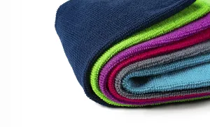 Cleaning Supplies Impressions: A stack of multicolored, microfiber cloths
