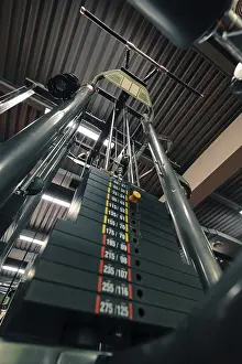 Fitness Exercise Equipment Impressions: Stack of weights in gym machine