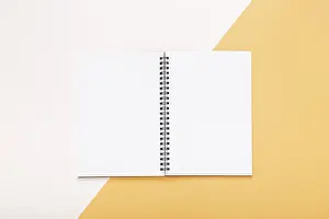 Empty Notepad Impressions: Stationery elements with empty opened notepad
