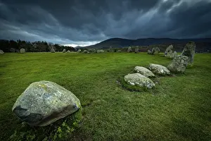 Central England Nature Reserve Impressions: Stone circle with dramatic cloud sky