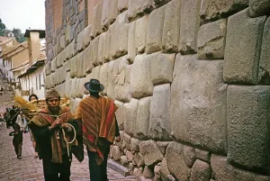 Peruvian Historical Landmarks Impressions: Subtitle: Inca palace wall, Cuzco, Peru, South America 1962, South America