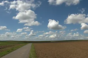 Agricultural Landscape In Germany Impressions: Summer sky with clouds above fields