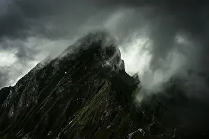 Mountainous Landscape Europe Impressions: Summit ridge with dramatic clouds