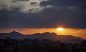 Cloudy Sky Greece Impressions: Sunset over Athens, dramatic cloudy sky